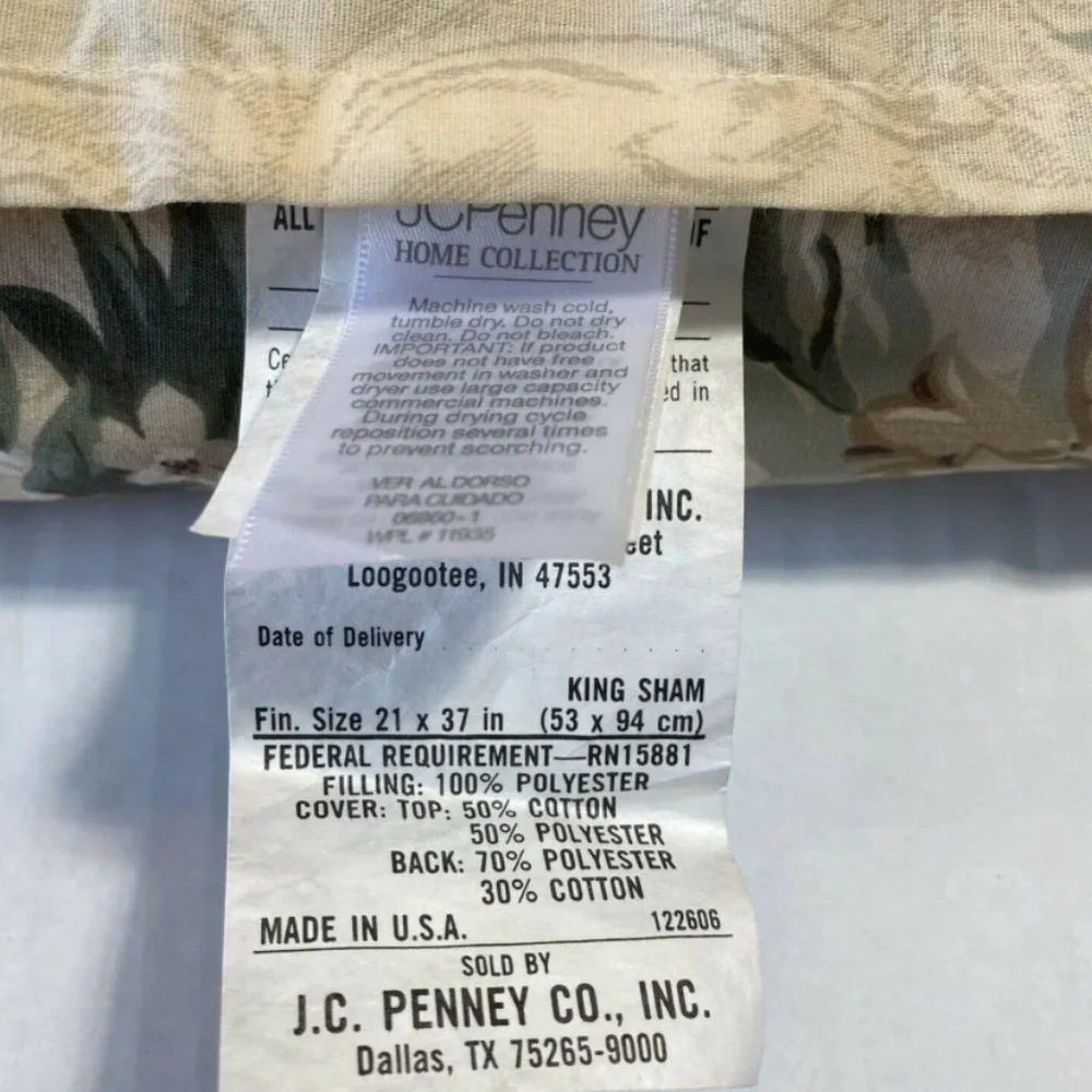 JC Penney Vintage Luxury King Shams Pillowcase
